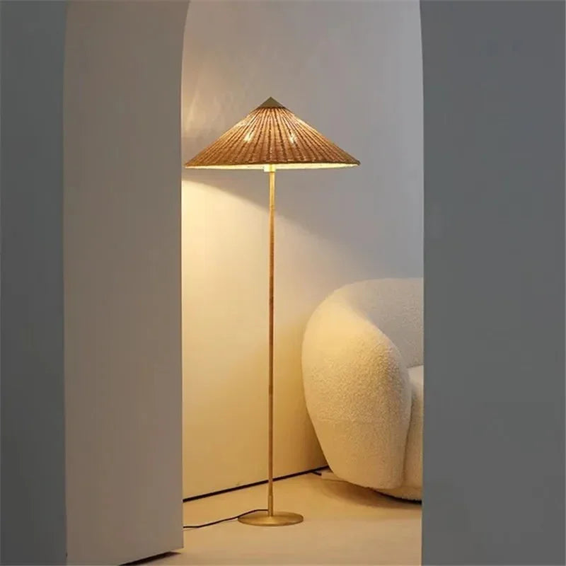 Ashen Rattan Floor Lamp