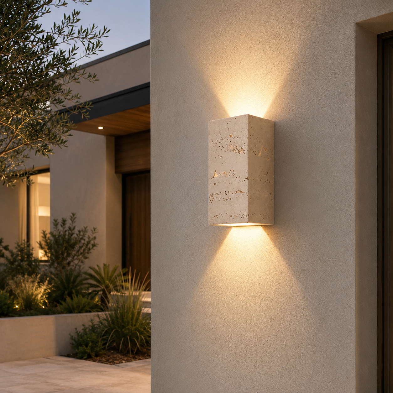 Teja Travertine Outdoor Wall Light
