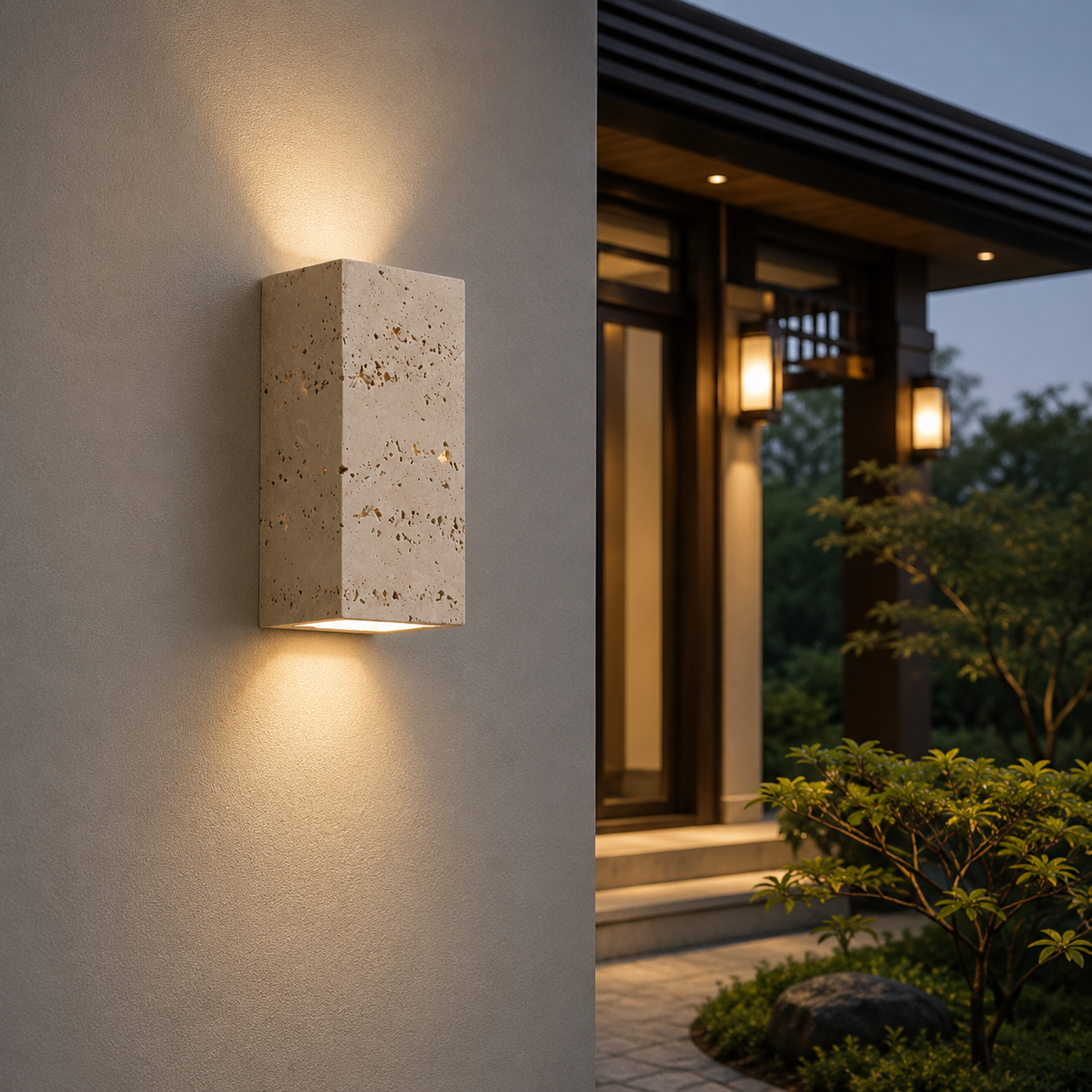 Teja Travertine Outdoor Wall Light