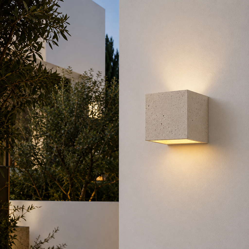 Teja Travertine Outdoor Wall Light