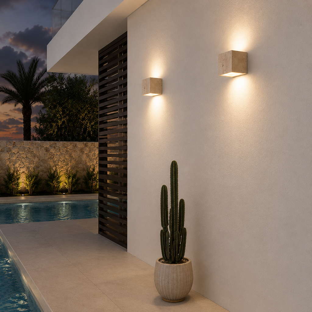 Teja Travertine Outdoor Wall Light
